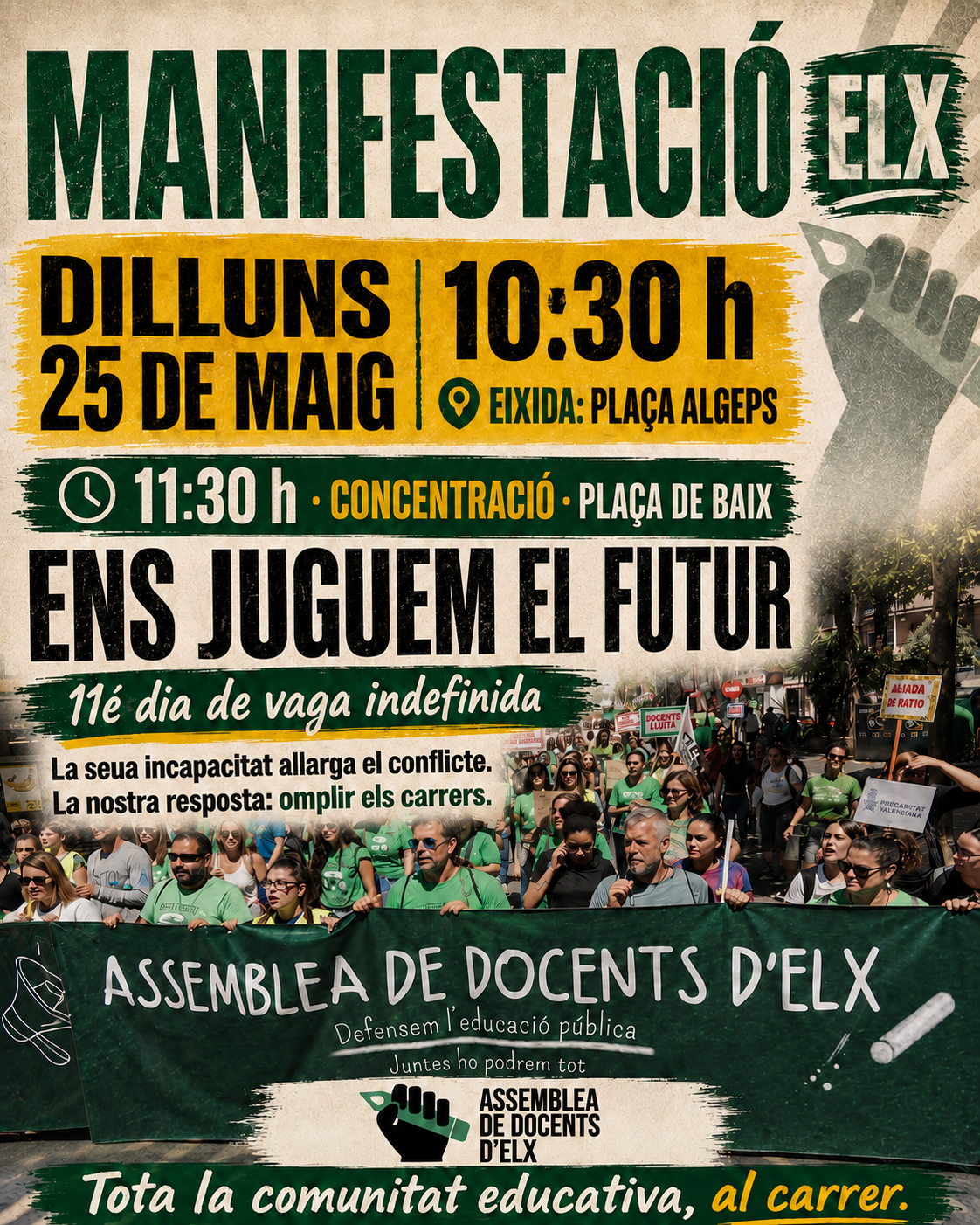 Cartell de Manifestació a Elx: ens juguem el futur