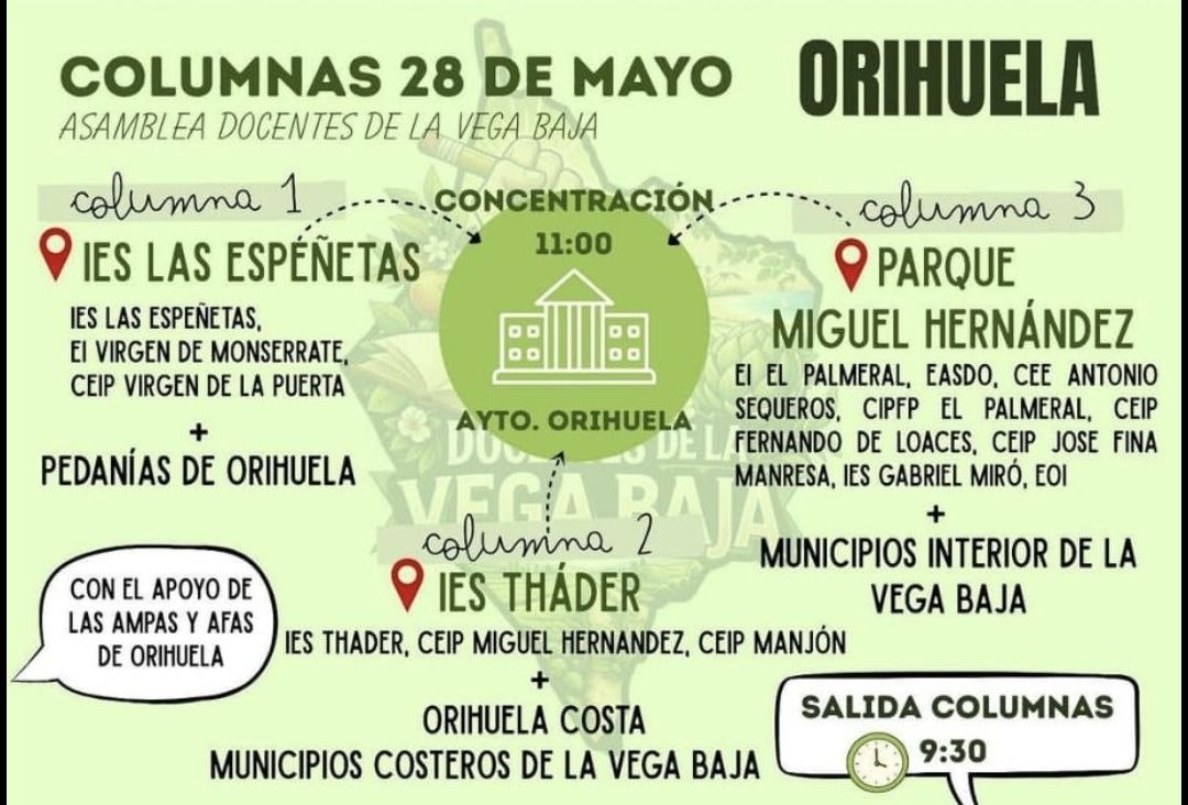 Cartell 1 de Columna 1: eixida des de l'IES Las Espeñetas cap a l'Ajuntament d'Oriola