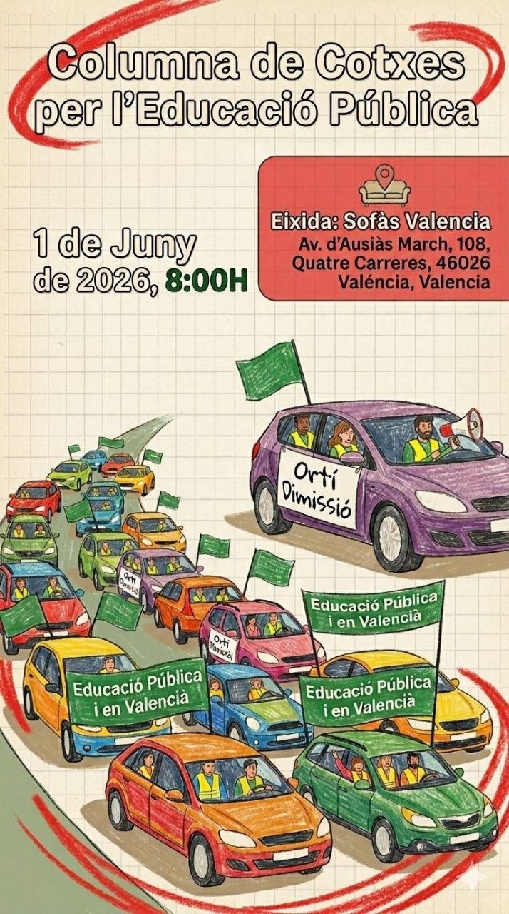 Cartell 1 de Columna de cotxes per l’educació pública a València