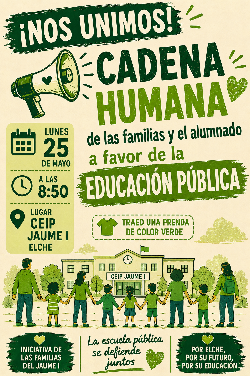 Cartell 1 de Cadena humana al CEIP Jaume I d’Elx