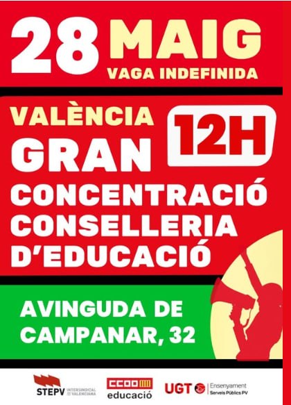 Cartell 1 de Gran concentració a la Conselleria d'Educació de València