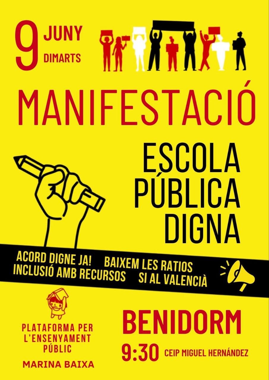 Cartell 1 de Manifestació Escola Pública Digna a Benidorm