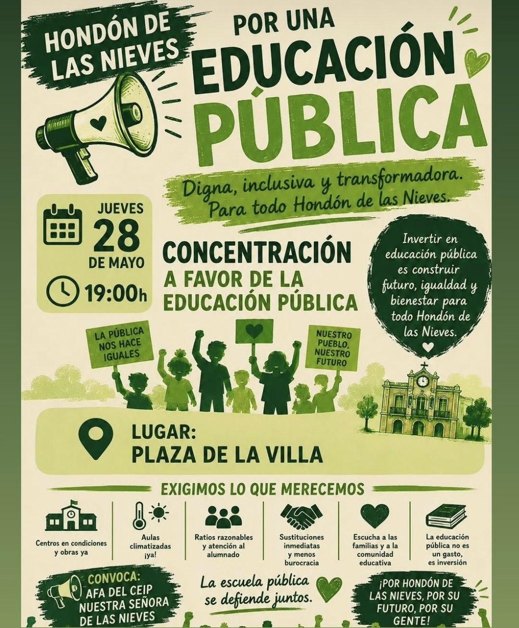 Cartell 1 de Concentració per l'educació pública al Fondó de les Neus